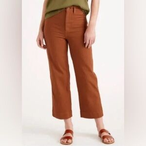 NWT - Quince Organic Stretch Cotton Twill Wide-Leg Crop Pant in Rust - 28